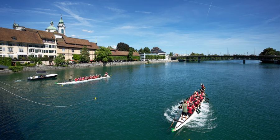 Fluss Drachenboot Rennen Ufer