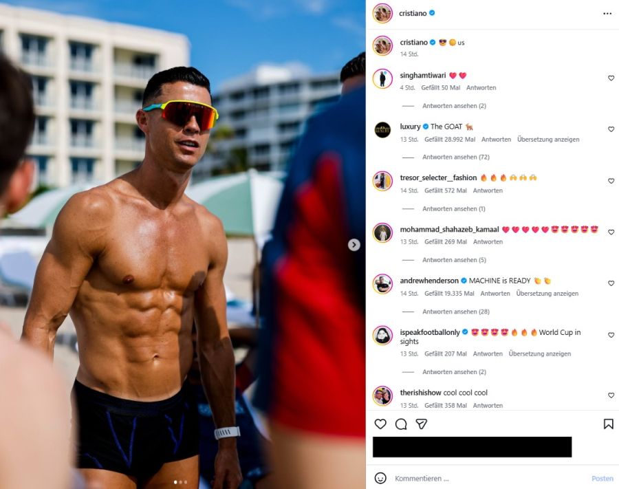 Cristiano Ronaldo ist auch mit 41 Jahren noch durchtrainiert.