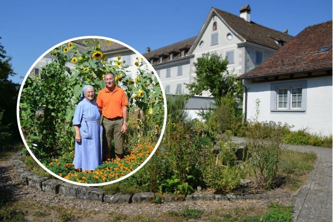 Die Kräuterspirale im Kloster Fahr.
