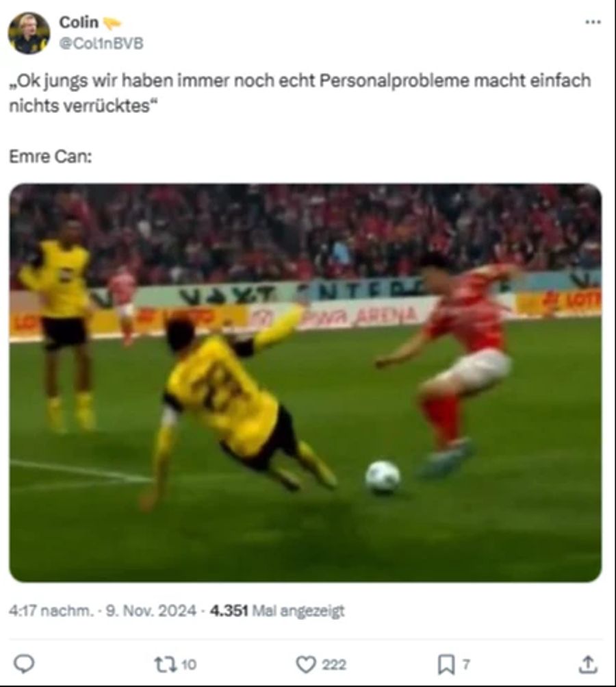 Auch im Netz sorgt die Aktion von BVB-Captain Emre Can für Kopfschütteln.