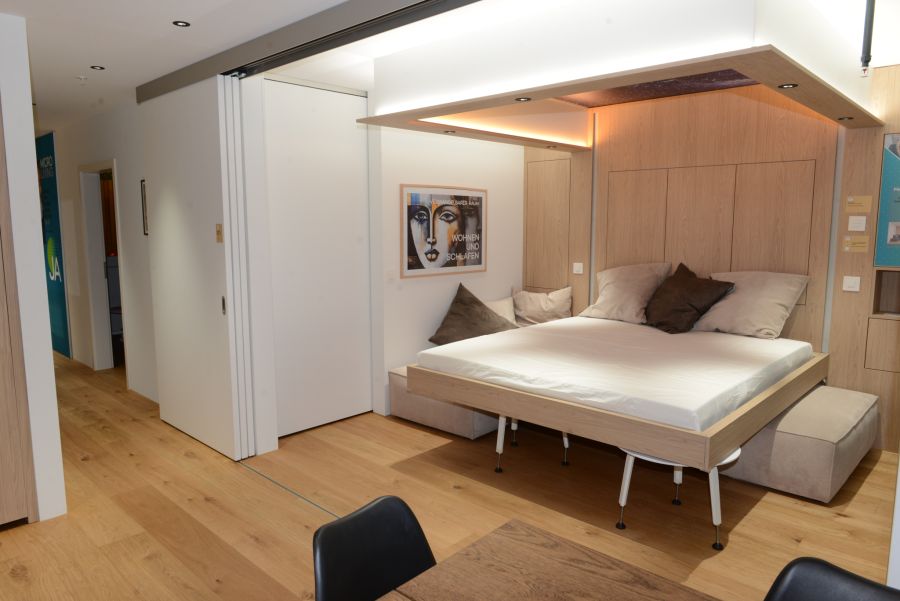 Das Schlafzimmer in einer Mikrowohnung ...