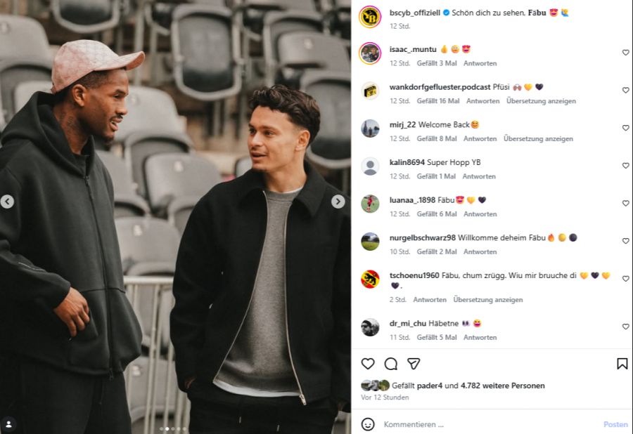 Mit Samuel Essende spielte Rieder bei Augsburg. Der Angreifer wechselte kürzlich zu den Young Boys.