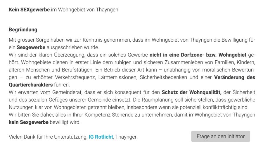 sexgewerbe thayngen
