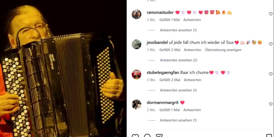 Der neuste Instagram-Post zeigt ausgerechnet Akkordeonspieler Hans Hassler im Eishockeystadion.
