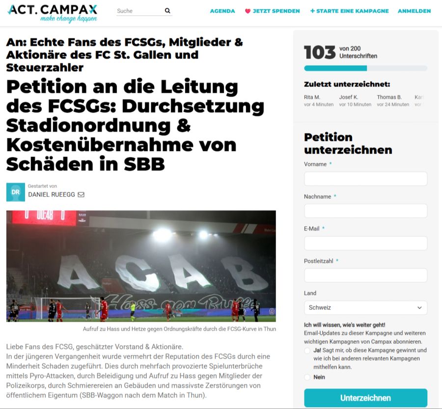 FC St.Gallen Petition