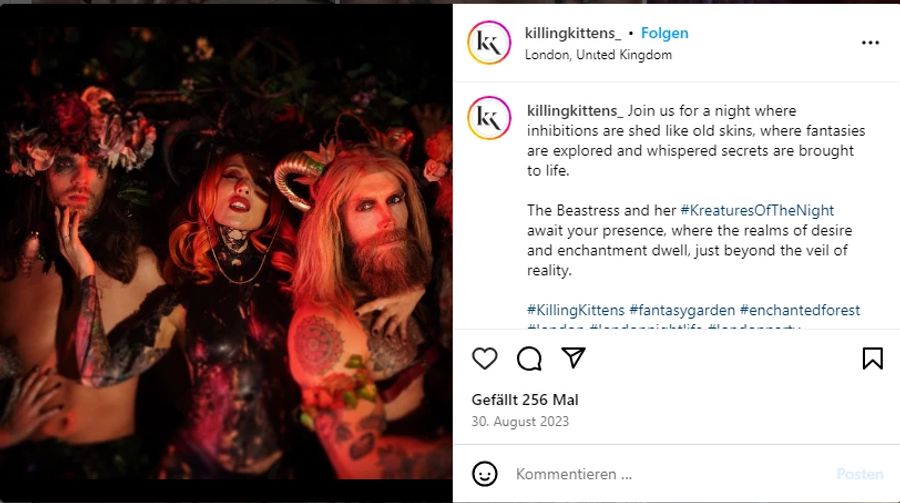 So wirbt «Killing Kittens» für einen seiner Events.