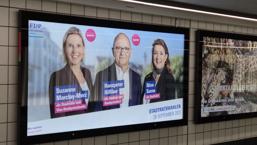 Bildschirm Wahlplakat digital FDP