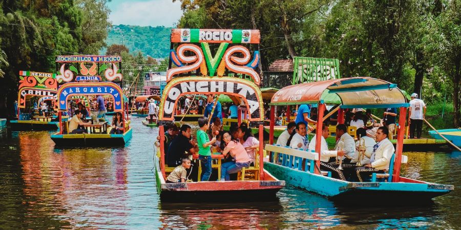 Xochimilco Kanäle Ausflugsziel Boote