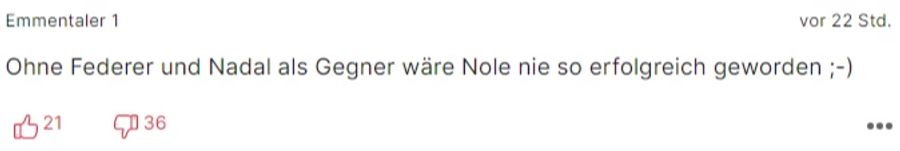 «Emmentaler 1» ist jedoch der Meinung, dieser wäre ohne Federer und Nadal als Gegner «nie so erfolgreich geworden».