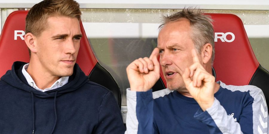 Torjäger Nils Petersen (l) und Trainer Christian Streich.