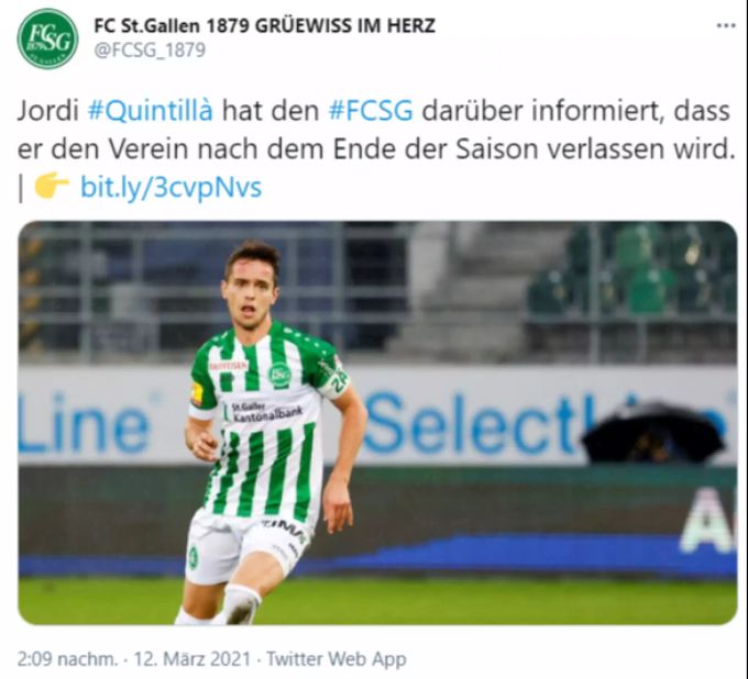 Quintillà ist seit Sommer Captain beim FC St.Gallen. FC St.Gallen