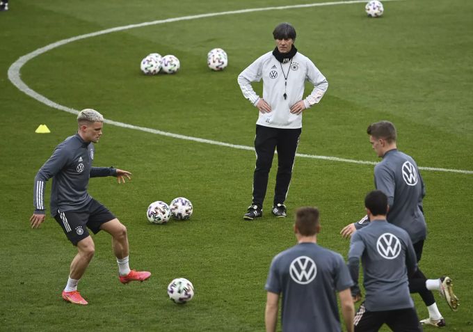 Das deutsche Nationalteam beim Training am Mittwoch. DFB