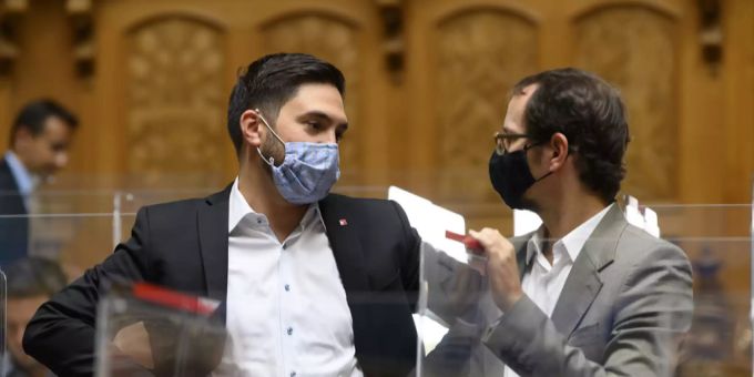 SP-Co-Präsident Cédric Wermuth und Grünen-Chef Balthasar Glättli kämpften gegen die E-ID. Abstimmung E-ID Cédric Wermuth