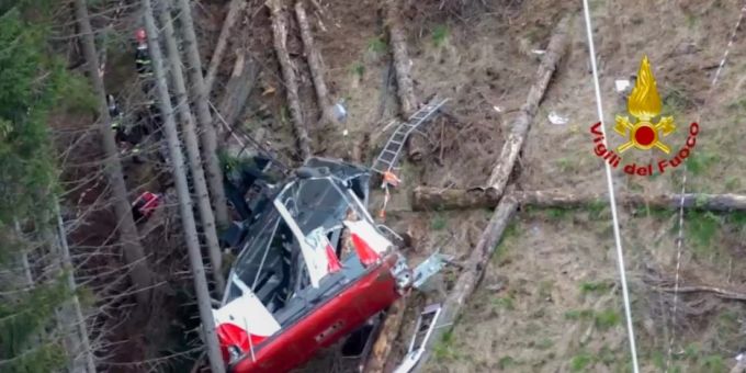 Der Unglücksort am Mottarone. Mottarone Seilbahn