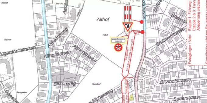 Situationsplan mit den drei Bauetappen. Gemeinde Schübelbach