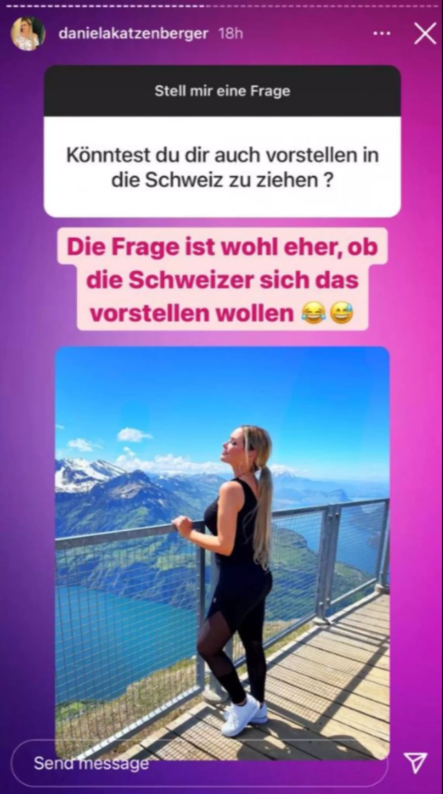 Daniela Katzenberger könnte sich durchaus vorstellen, in die Schweiz zu ziehen.