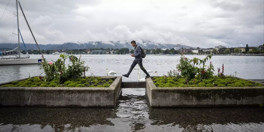 ZUERICHSEE, HOCHWASSER, REGEN, UNWETTER, STURM, SEE, UEBERSCHWEMMUNG,