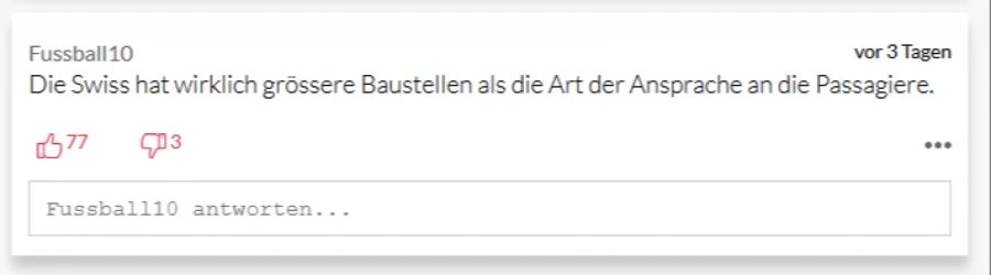 Für diesen Leser ist klar: Die Swiss hat eigentlich grössere Probleme.