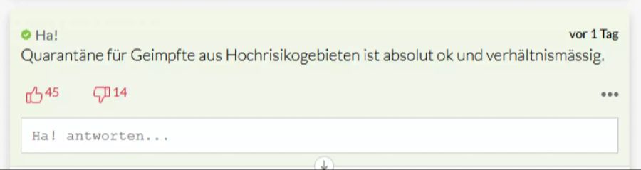 Anders sieht es ein zweiter. Für ihn ist die Empfehlung der Taskforce verhältnismässig.