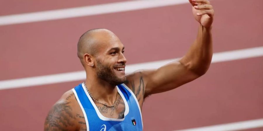 Der Italiener Lamont Marcell Jacobs gewann bei den Olympischen Spielen in Tokio Gold über 100 Meter. Foto: Oliver Weiken/dpa