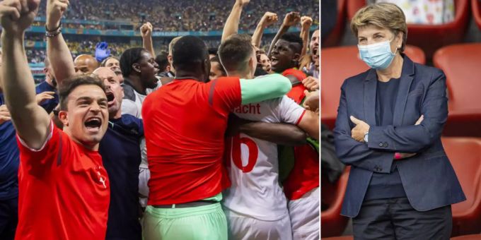 Wird im St. Petersburger Stadion die Nati mit Schweizerkreuz-Maske bejubeln: Bundesrätin Viola Amherd. Viola Amherd Euro 2020