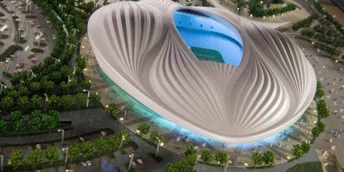 Wird neu eröffnet: Das Al Wakrah Stadion in Doha. Foto: Peter Kneffel Wird neu eröffnet: Das Al Wakrah Stadion in Doha. Foto: Peter Kneffel