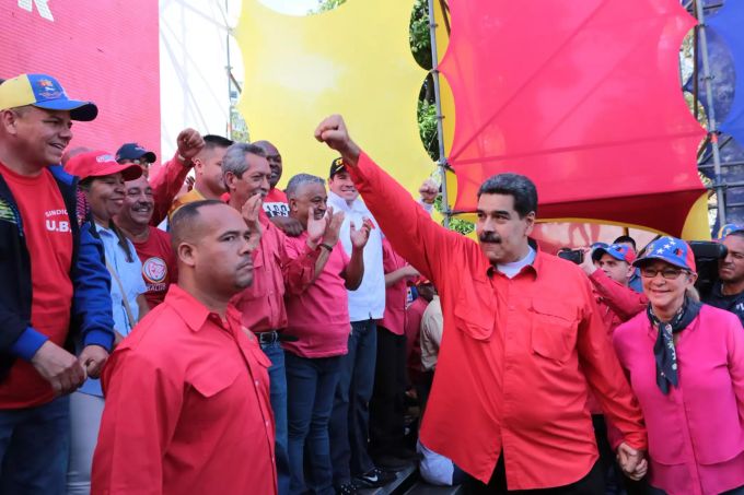 Nicolas Maduro und seine Frau an den 1.-Mai-Feierlichkeiten in Venezuela. Maduro 1. Mai