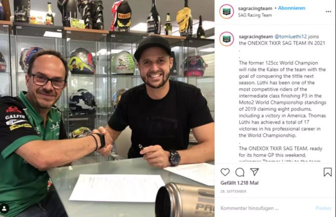 Das SAG-Team will mit Tom Lüthi 2021 um den WM-Titel mitfahren. tom lüthi