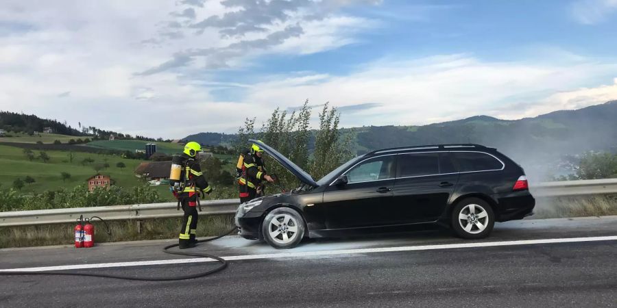 Küssnacht SZ: Fahrzeugbrand auf der Autobahn