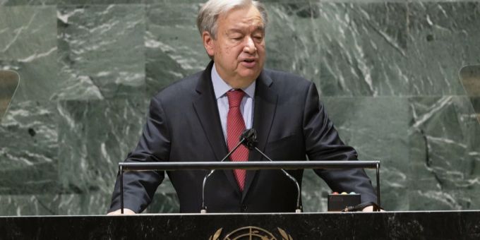 UN-Generalssekretär António Guterres sieht völkerrechtliche Verbrechen im Gaza-Streifen. guterres un-generalsekretär gaza