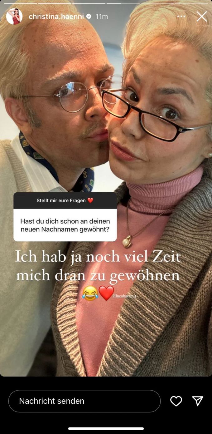 Christina Hänni witzelt über ihren neuen Nachnamen. luca hänni