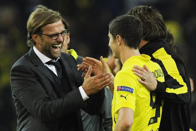 Jürgen Klopp und Robert Lewandowski zusammen bei Borussia Dortmund. Jürgen Klopp