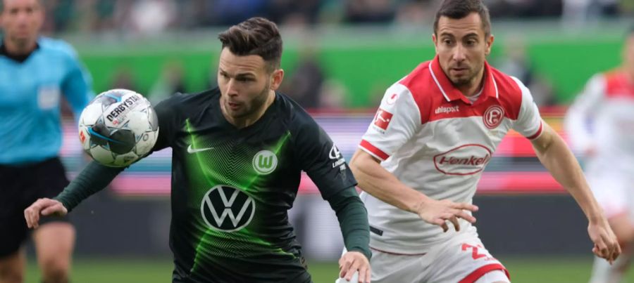 Zum ersten Mal netzte der Wolfsburg-Spieler Anfang Februar gegen Düsseldorf mit dem Kopf ein.