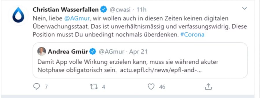 Auch Nationalrat Christian Wasserfallen (FDP) hat keine Freude an der Forderung von Gmür.