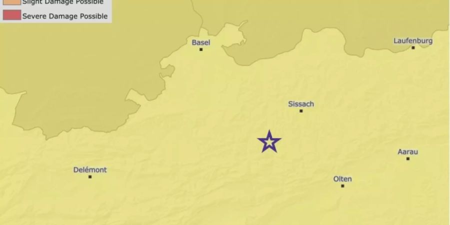 Das Erdbeben ereignete sich bei Arboldswil BL rund acht Kilometer südlich von Liestal.