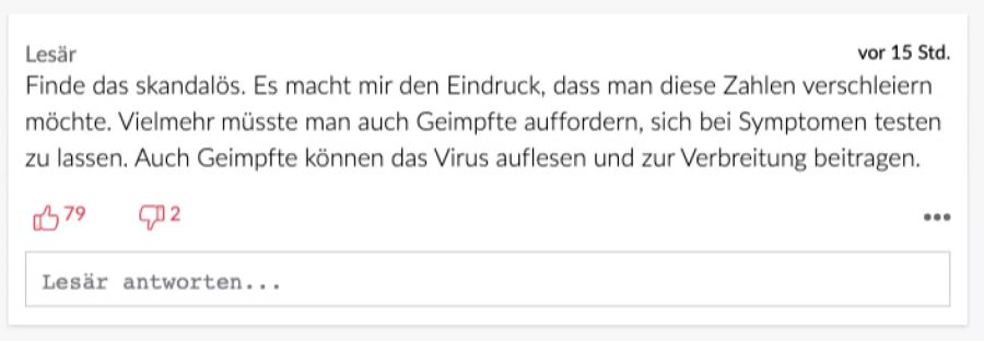 Auch Lesär glaubt, dass das BAG damit die Zahlen verschleiern möchte. Vielmehr müssten Geimpfte wieder getestet werden, findet Lesär.