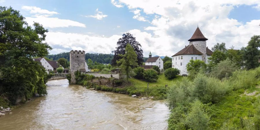 Die Schlossanlage Zwingen an der Birs beim Schloss Zwingen (BL).