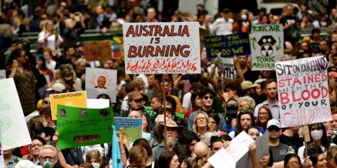 Klima-Demonstration in Sydney. Klimawandel Sydney