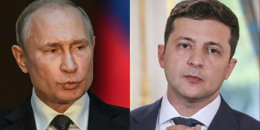Präsident Putin und der ukranische Staatschef Selenskyj (r.)