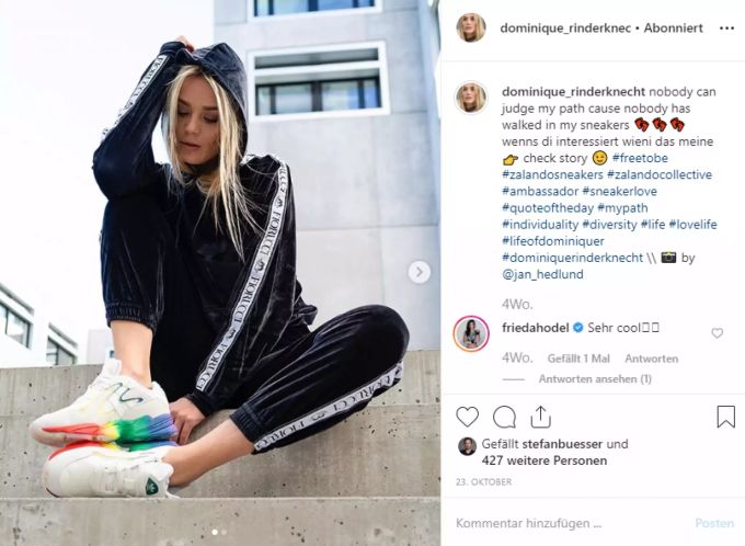 Rinderknecht wirbt seit einiger Zeit für den Modeversand. dominique rinderknecht