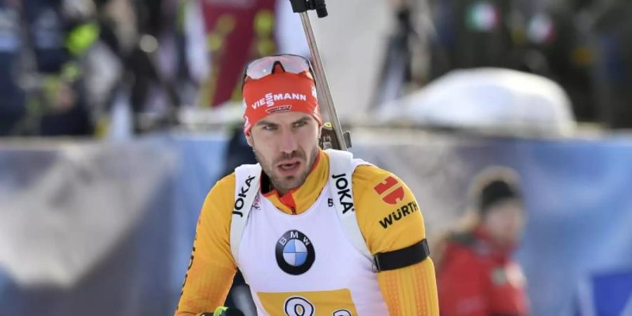 Ist mit Deutschlands Biathleten in Le Grand Bornand gefordert: Arnd Peiffer. Foto: Kerstin Joensson/AP/dpa