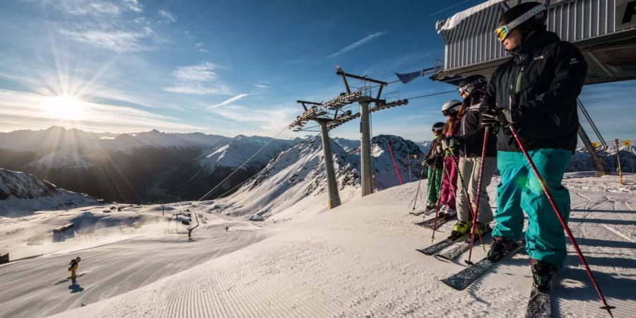 Skifahrer auf der Parsenn.