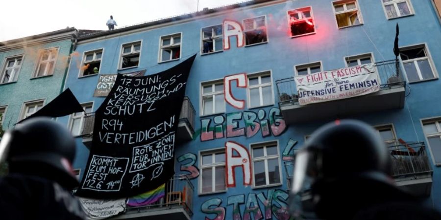 Besetztes Haus in Rigaer Strasse in Berlin