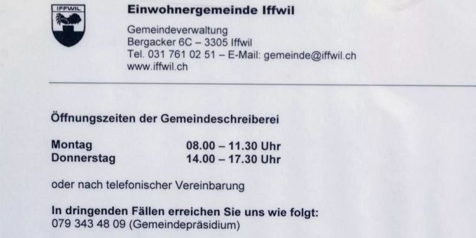 Einwohnergemeinde Iffwil. Einwohnergemeinde Iffwil.