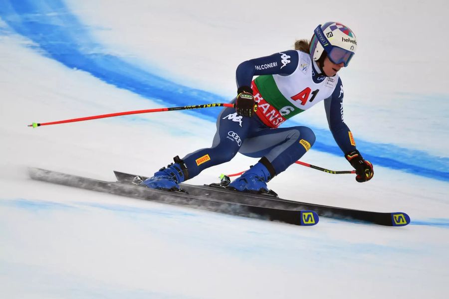 Marta Bassino vertritt in Bansko als Zweite das starke italienische Speed-Team auf dem Podest.