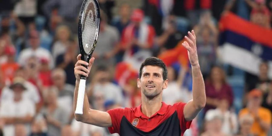 Steht mit Serbien im Finale beim ATP Cup: Novak Djokovic. Foto: Dan Himbrechts/AAP/dpa