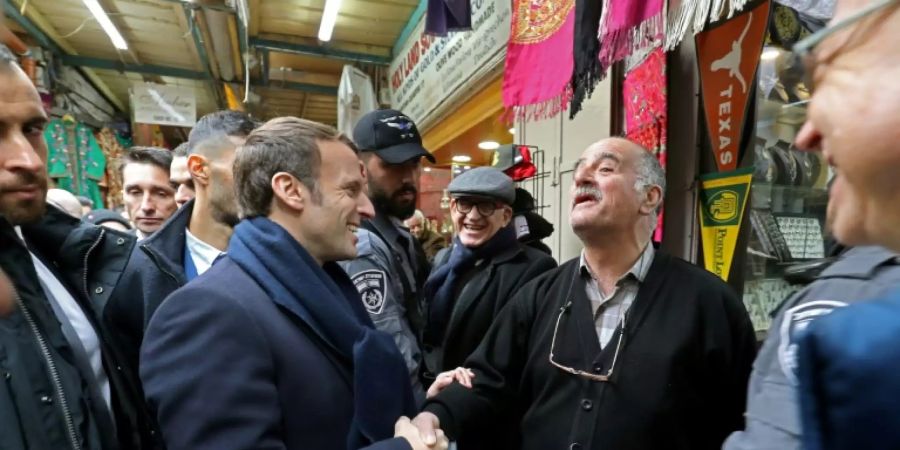 Frankreichs Präsident Macron in der Altstadt von Jerusalem