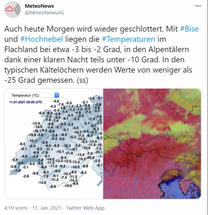 Wetter: Der Wochenstart in der Schweiz war kalt. Wetter