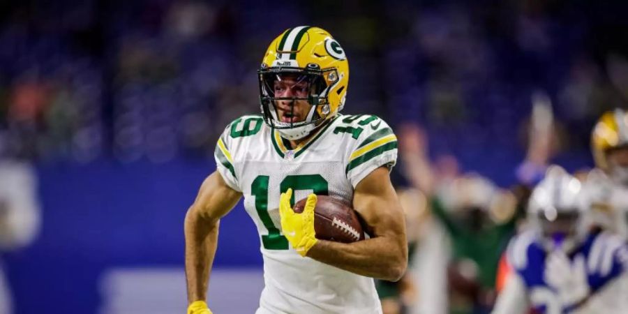 «Der Super Bowl ist jedes Jahr unser Ziel. Wir sind noch nicht fertig. Wir sind sehr gut. Wenn wir nicht gewinnen, ist das eine Enttäuschung», sagt NFL-Spieler Equanimeous St. Brown. Foto: Evan Siegle/Green Bay Packers/dpa