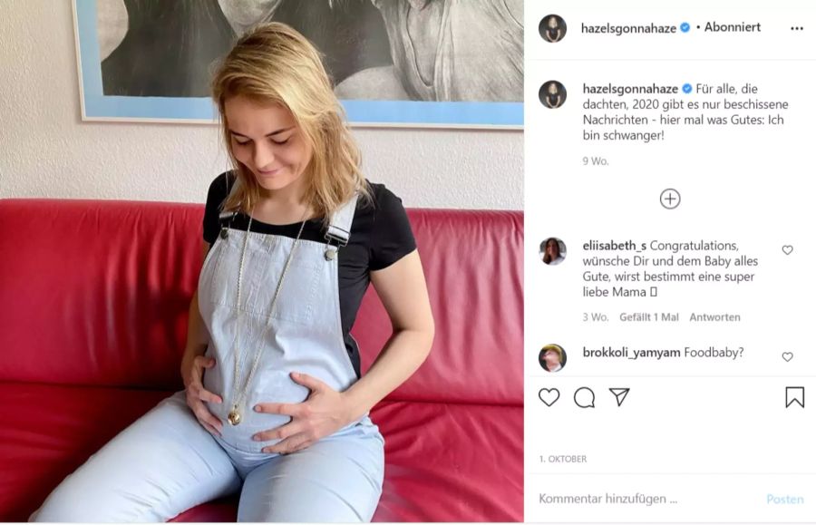 Hazel Brugger verkündete Anfang Oktober die Babynews.